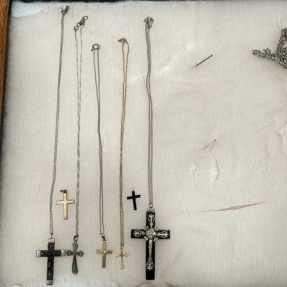 Cross crucifix necklace and pendant lot